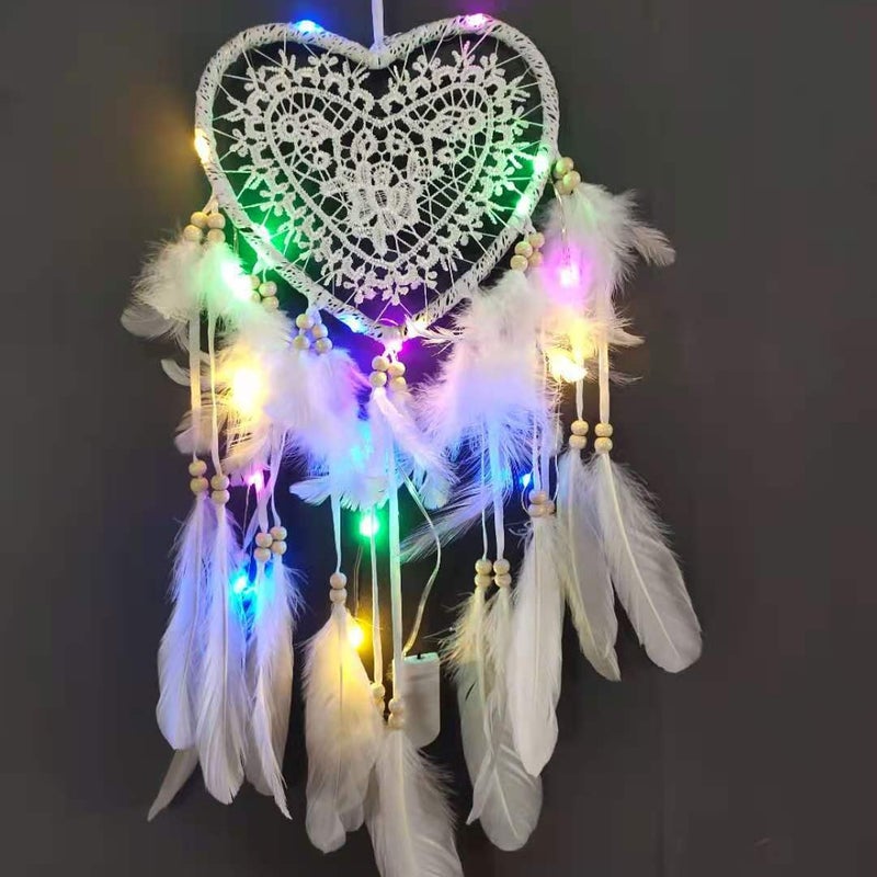 Creative Hollow Love Dream Catcher Lantern Hanging Ornaments Nordic Wedding Dream Catcher Christmas Dream Catcher Hanging Ornaments - Image 1