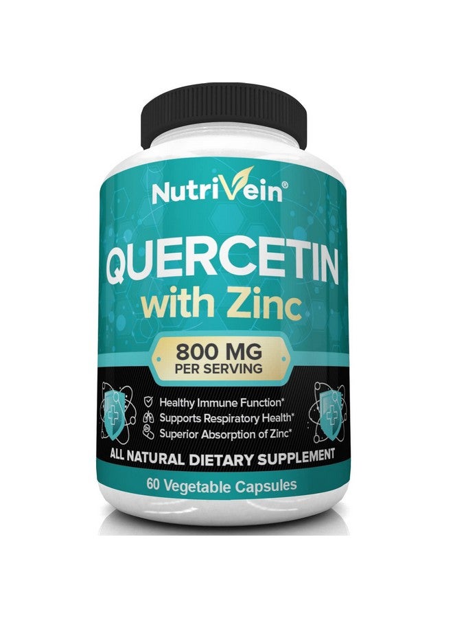 Nutrivein Quercetin 800Mg With Zinc Plant Pigment Flavonoid Immune System Booster 30 Day Supply (60 Capsules 2 Daily) - Image 2
