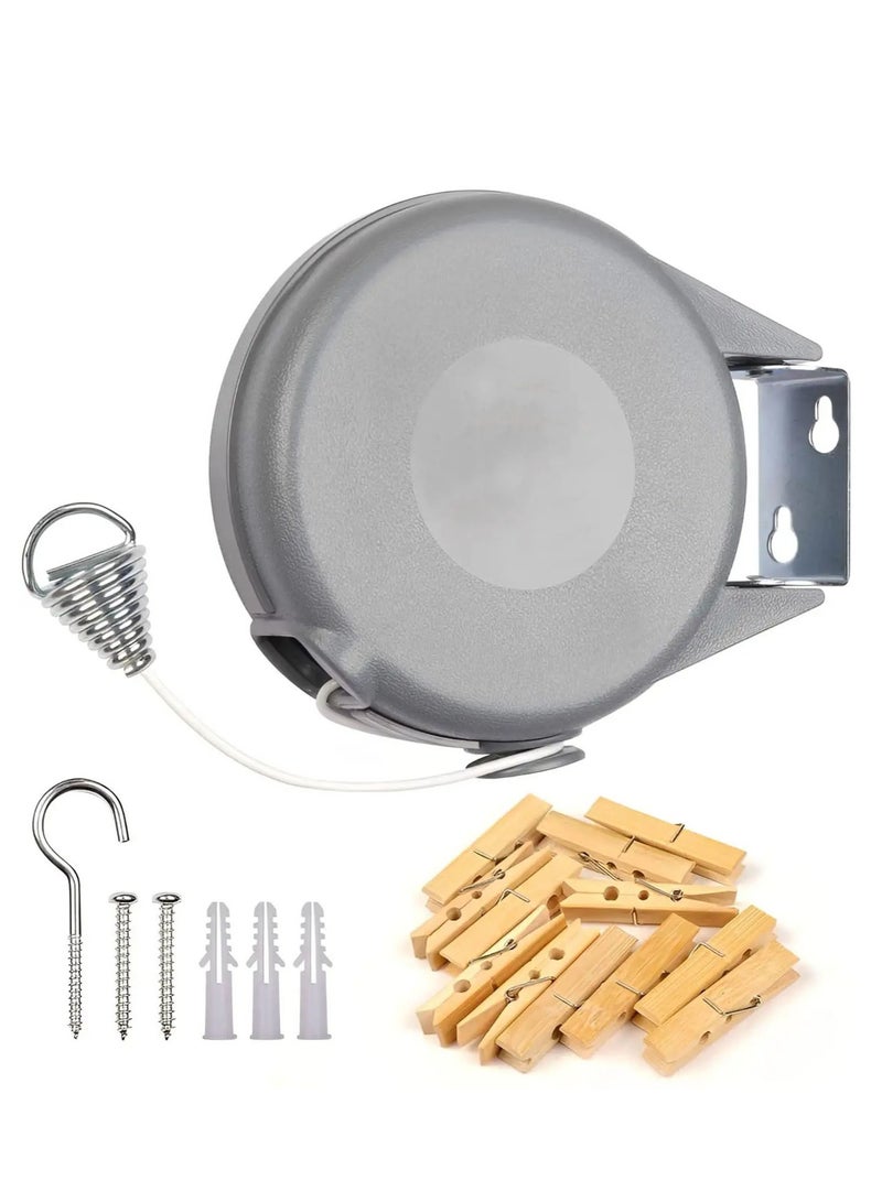 SYOSI Retractable Clothesline Outdoor Cord 49 Feet - Easy Hanging Clothes Lines - Heavy Duty 30LBs Weight Capacity Clothes Line - Easy DYI Installation - Also Ideal for Indoor - Space Saving and Practical - Image 1