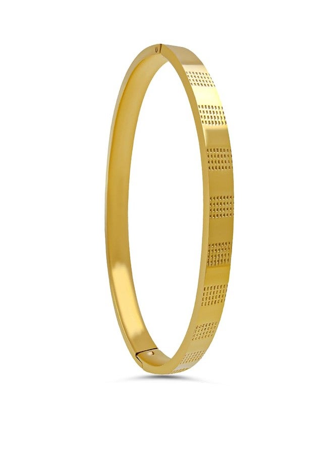 Saiizen Men's And Women's Gold Plated Stainless Steel Classic Designer Kada (Style-2) - Image 4