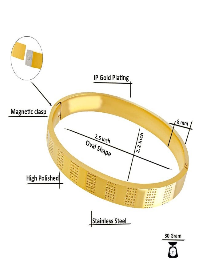 Saiizen Men's And Women's Gold Plated Stainless Steel Classic Designer Kada (Style-2) - Image 3