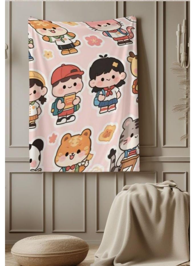 عام بطانية رقيقة من الفانيلا الكرتونية للأطفال والرضع (دافئة ومريحة، ومناسبة للنوم والألعاب) 70 سم * 100 سم - Image 1