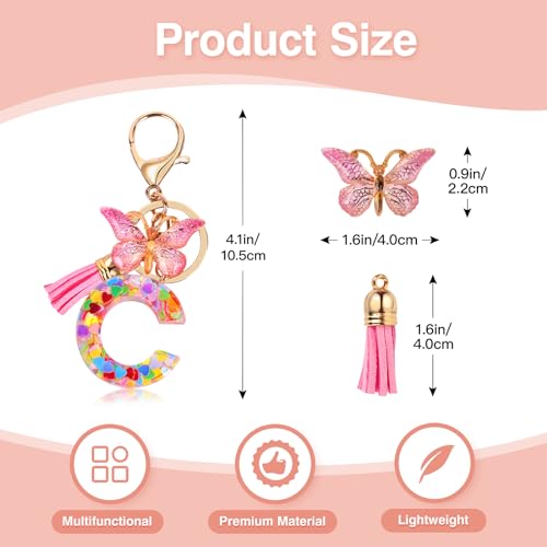 Lingdeer Personalized Makeup Bag with Initial Keychain, Custom Initial Monogram Small Travel Cosmetic Toiletry Bag, Birthday Gifts for Women Bridesmaid Teacher (C) - Image 4