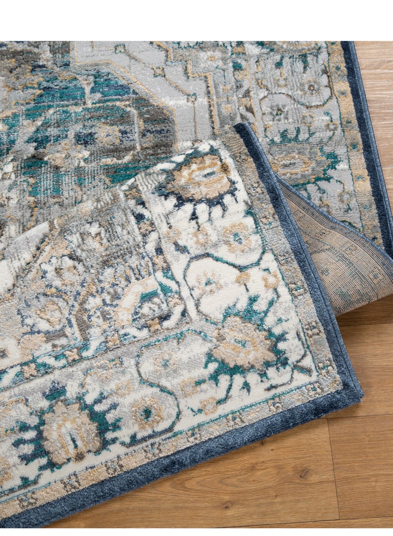 لوفت زوي، سجادة خارجية، سجادة أريكة، سجادة معيشة، مقاس 160×220 سم، قماش، أزرق داكن، صنع في مصر-22003-OL9-L - Image 3