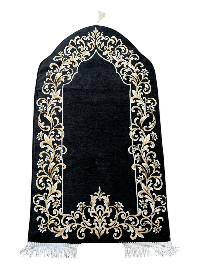 Sky Shine Ultra Soft Foam Padded Prayer Mat – Luxury Anti-Slip Sajjadah for Men & Women | Thick, Comfortable, Foldable Islamic Prayer Rug – Black Color - Image 1
