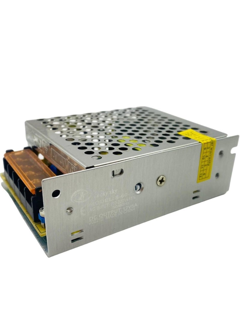 Lucky Sky Power Supply 1PC AC 220V to DC  12V 5 Regulated Transformer Switching Power Supply Driver for LED Strip Light, CCTV, Radio, Computer Project. (12V 5A) - Image 3