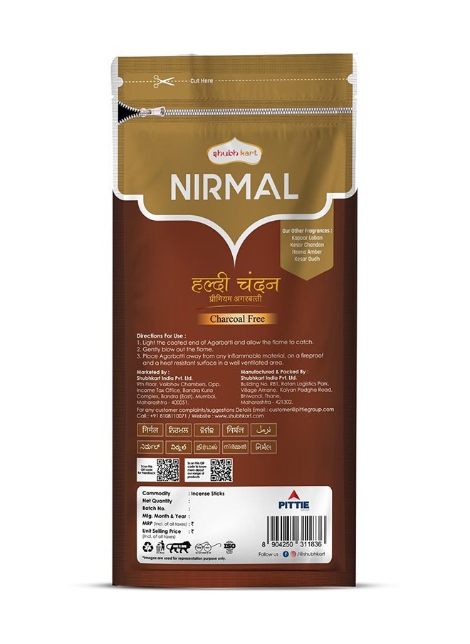 Nirmal Shubhkart Nirmal Sandalwood Incense Sticks - Pack of 2 Incense, 200 Sticks Premium Haldi Chandan Long Lasting Fragnance for Aromatherapy  - Image 5