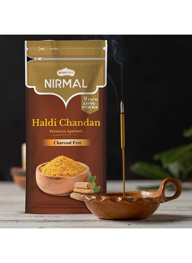 Nirmal Shubhkart Nirmal Sandalwood Incense Sticks - Pack of 2 Incense, 200 Sticks Premium Haldi Chandan Long Lasting Fragnance for Aromatherapy  - Image 3