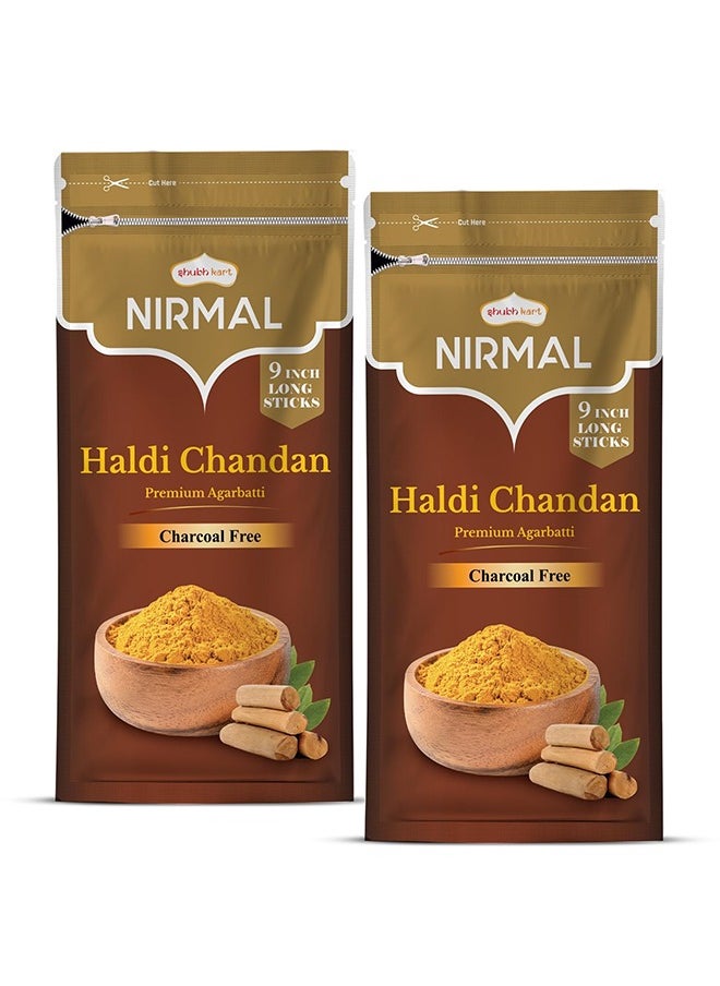 Nirmal Shubhkart Nirmal Sandalwood Incense Sticks - Pack of 2 Incense, 200 Sticks Premium Haldi Chandan Long Lasting Fragnance for Aromatherapy  - Image 1