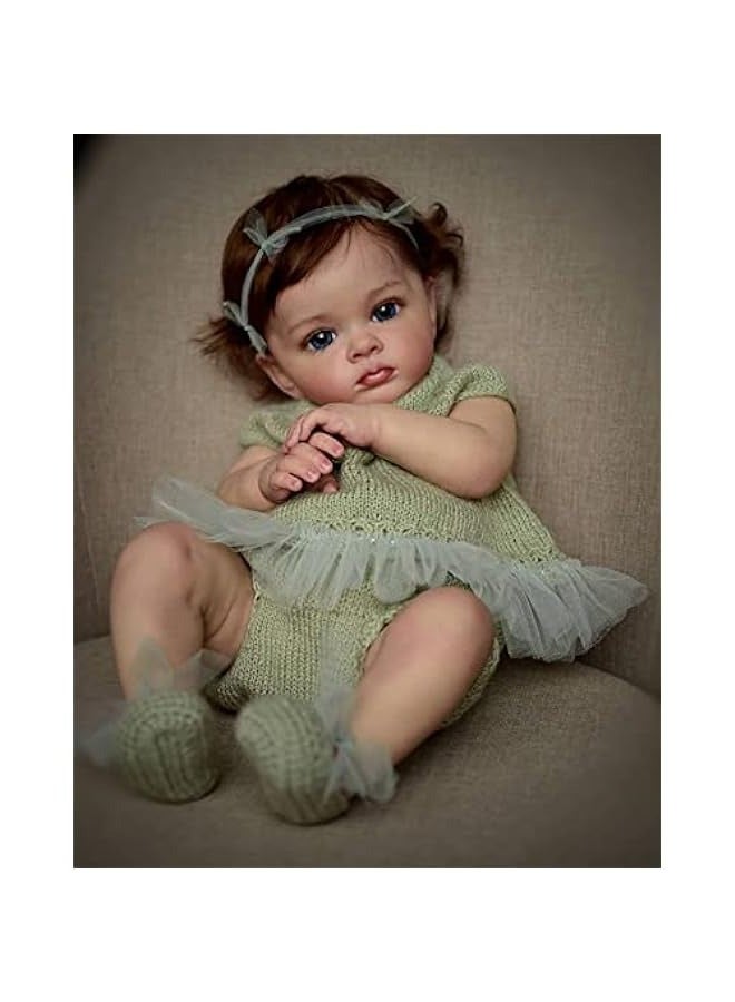 DURKU Reborn Baby Doll - 22-inch\/55cm Soft Cotton Body with Silicone Head, Hands, and Legs - Lifelike Newborn Girl Toy Gift - Image 3
