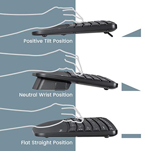 Perixx PERIDUO-606 Wireless Mini Ergonomic Keyboard with Portable Vertical Mouse - Adjustable Palm Rest Stand - Membrane Low Profile Keys - US English - Image 5