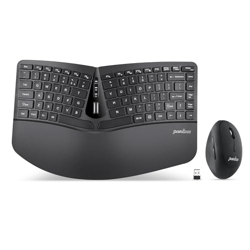 Perixx PERIDUO-606 Wireless Mini Ergonomic Keyboard with Portable Vertical Mouse - Adjustable Palm Rest Stand - Membrane Low Profile Keys - US English - Image 1