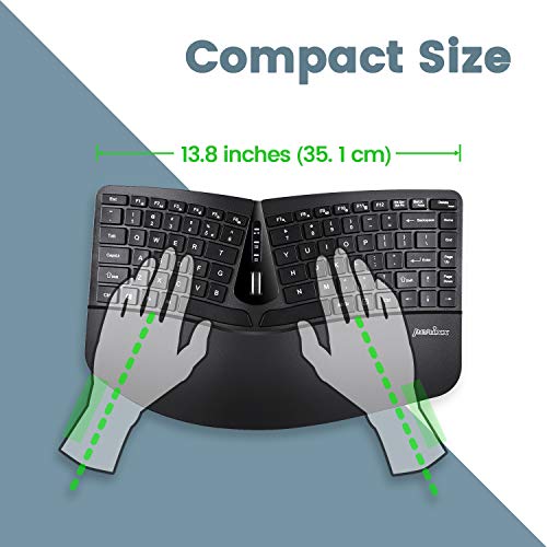 Perixx PERIDUO-606 Wireless Mini Ergonomic Keyboard with Portable Vertical Mouse - Adjustable Palm Rest Stand - Membrane Low Profile Keys - US English - Image 2