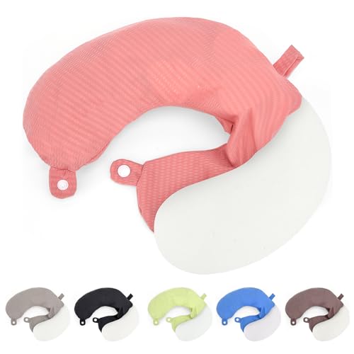 Zebrabox Travel Neck Pillow Cover U Shape Necks Pillows Case Replacement Covers Soft and Smooth Pink (ONLY Pillow Cover, No Filler) - Image 1
