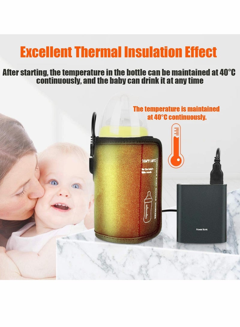Excefore حقيبة تسخين الزجاجات، غطاء عازل لتسخين زجاجات الأطفال، عازل زجاجات الأطفال المحمول USB للسيارة - Image 2