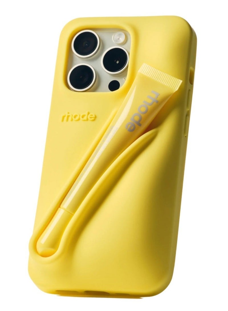 رود حاملة ملمع الشفاه السيليكونية للهاتف - غطاء لاصق لحافظة الهاتف، حاملة شفاه لاصقة لغطاء الهاتف، مثبت خلفي للتصاق بهواتف آيفون (ليمونتيني) - Image 1