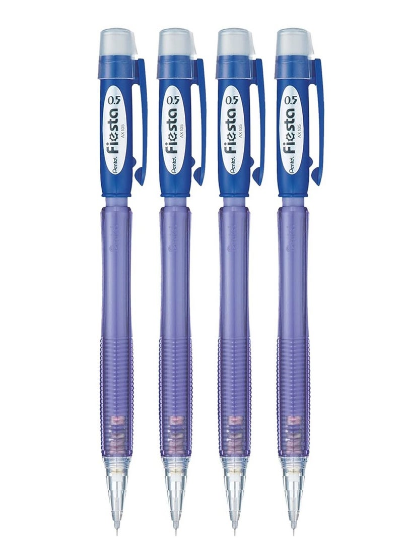 Pentel 4-Piece Fiesta Mechanical Pencil 0.5mm Tip Blue Body - Image 1