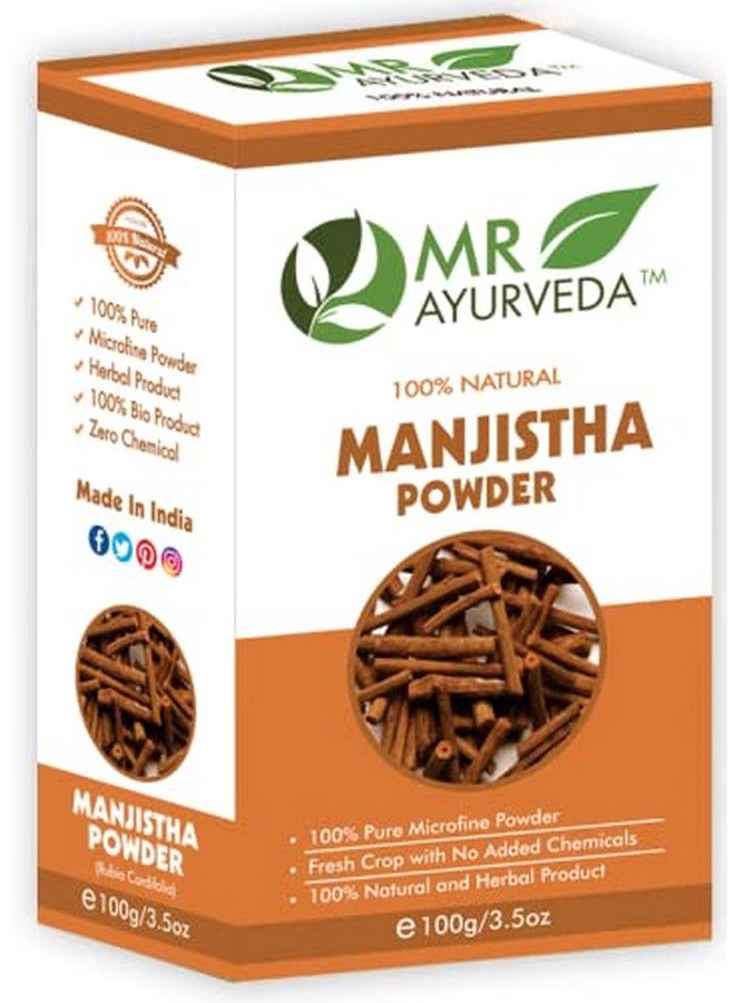 MR Ayurveda مسحوق مانجيستا عضوي 100% | مسحوق مانجيستا لتبييض البشرة | بودرة مانجيستا للوجه | بودرة مانجيستا للشعر | بدون مواد كيميائية مضافة 100 جرام - Image 1