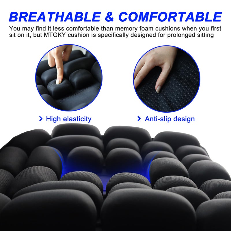 MTGKY Upgrade Travel Seat Cushion for Airplane,Portable&Adjustable Air Seat Cushion,Coccyx Tailbone Pain Relief Chair Pad,Inflatable Cushion for Wheelchair, Travel,Driving,Office Work - Image 3
