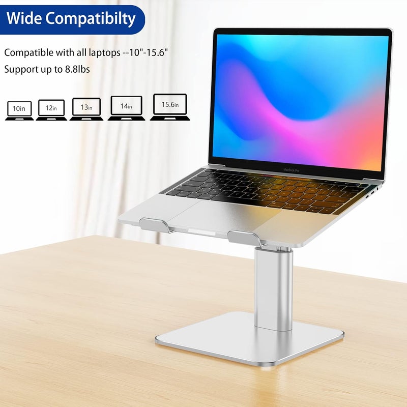 BESIGN LSX6N Aluminum Laptop Stand, Ergonomic Adjustable Notebook Stand, Riser Mount Computer Stand, Compatible with 10-15.6 Inch Laptops, Silver - Image 3