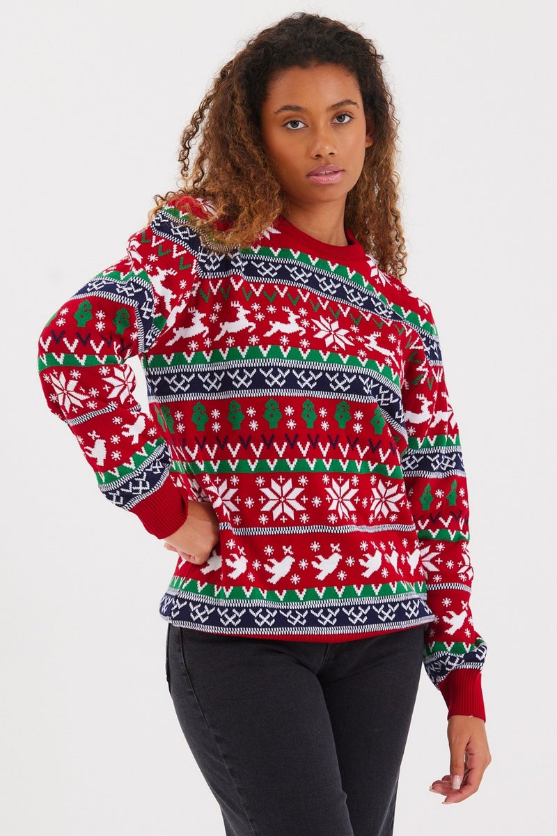 Cool Tarz Cool Style Women's Red Cristmas New Year Sweater  - Image 2