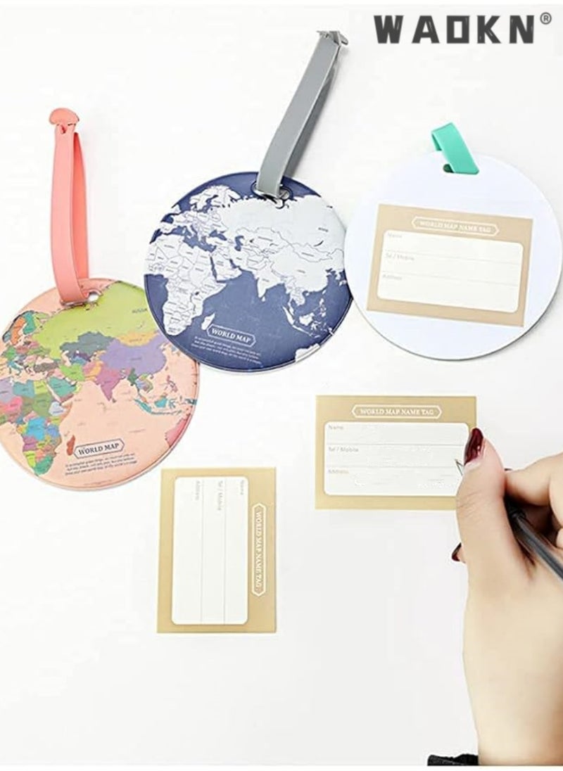 WAOKN - 4 Pcs World Map Luggage Tags: Uniquely Designed Travel Accessories for Backpacks & Suitcases – Elevate Your Journey with Effortless Identification & Enhanced Security - Image 1