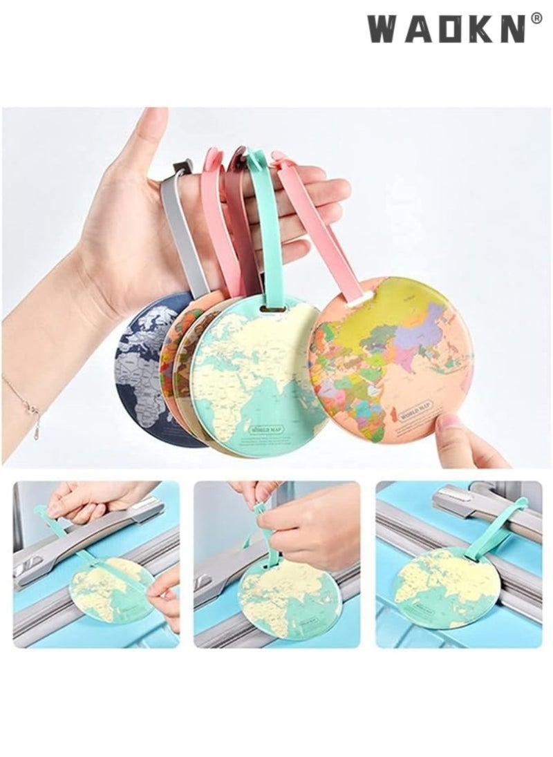WAOKN - 4 Pcs World Map Luggage Tags: Uniquely Designed Travel Accessories for Backpacks & Suitcases – Elevate Your Journey with Effortless Identification & Enhanced Security - Image 1