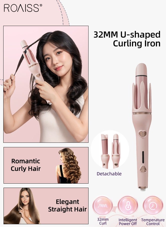رويس حديد فرد الشعر 2 في 1 وحديد تجعيد الشعر الأوتوماتيكية، حديد تجعيد الشعر 32 مم، 3 سرعات لضبط درجة الحرارة، مناسبة لجميع أنواع الشعر، تسخين سريع، مضادة للتشابك، حديد تجعيد الشعر لتجعيدات تدوم طويلاً. - Image 1