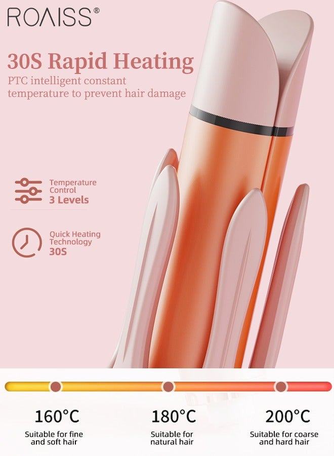 رويس حديد فرد الشعر 2 في 1 وحديد تجعيد الشعر الأوتوماتيكية، حديد تجعيد الشعر 32 مم، 3 سرعات لضبط درجة الحرارة، مناسبة لجميع أنواع الشعر، تسخين سريع، مضادة للتشابك، حديد تجعيد الشعر لتجعيدات تدوم طويلاً. - Image 4