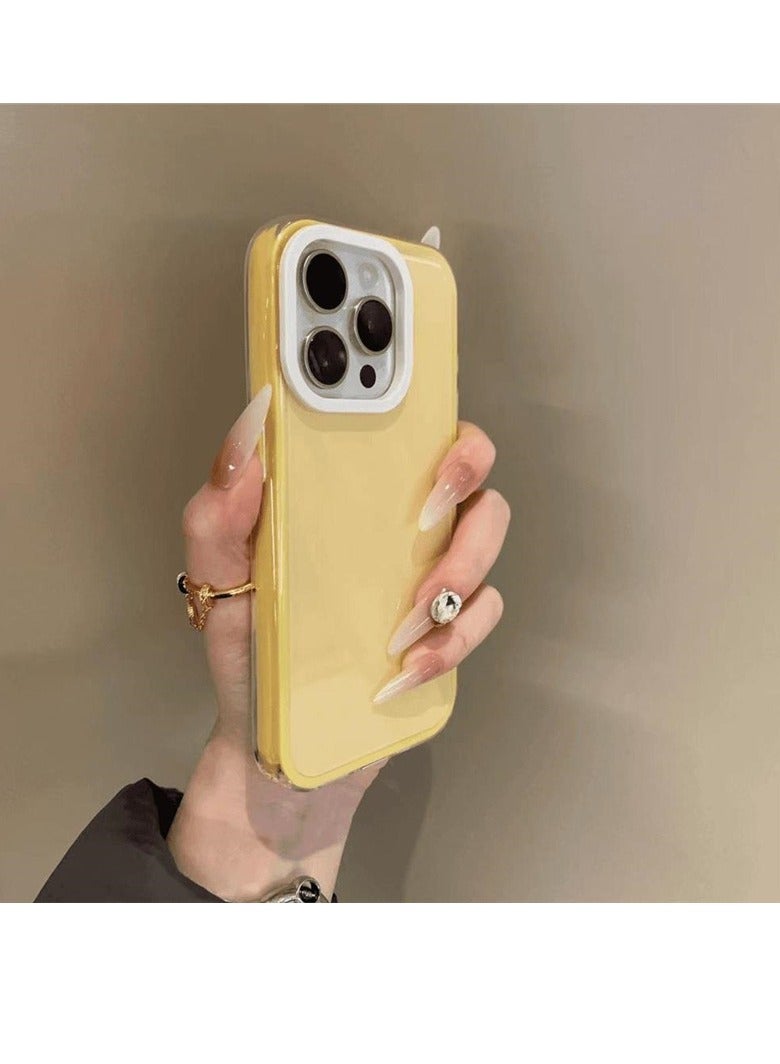 NIBEMINENT Dopamine Jelly Solid Color Protective TPU Case Cover For iPhone 16 Pro, Milky Yellow