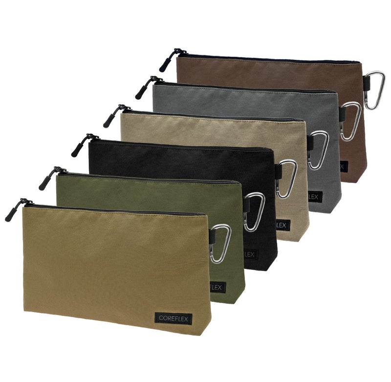 COREFLEX Premium Tool Pouch Zipper Bag, Small Tool Bag, Multipurpose Storage pouch, Heavy duty Flat Bottom Tool bag with YKK Zipper (6 pack Large 12inch) - Image 1