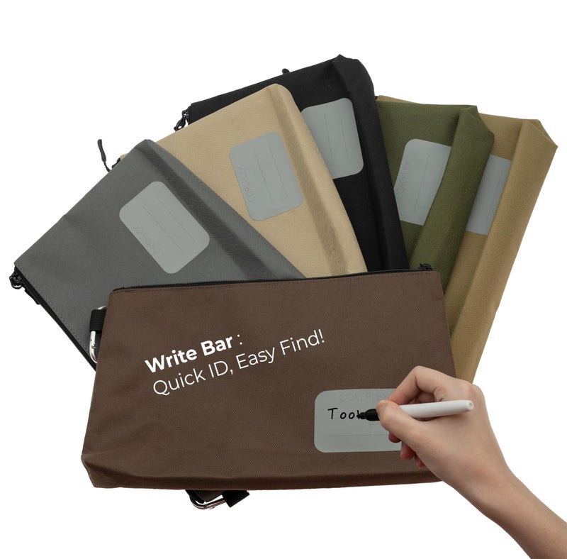 COREFLEX Premium Tool Pouch Zipper Bag, Small Tool Bag, Multipurpose Storage pouch, Heavy duty Flat Bottom Tool bag with YKK Zipper (6 pack Large 12inch) - Image 5