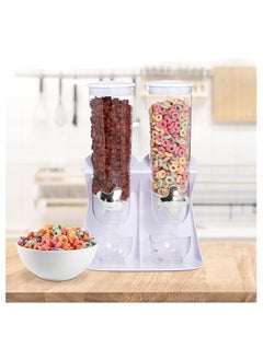 Beauenty Rice and oat bucket and cereal dispenser for home kitchen,Double grain dispensing machine for dry food, White  - Image 4