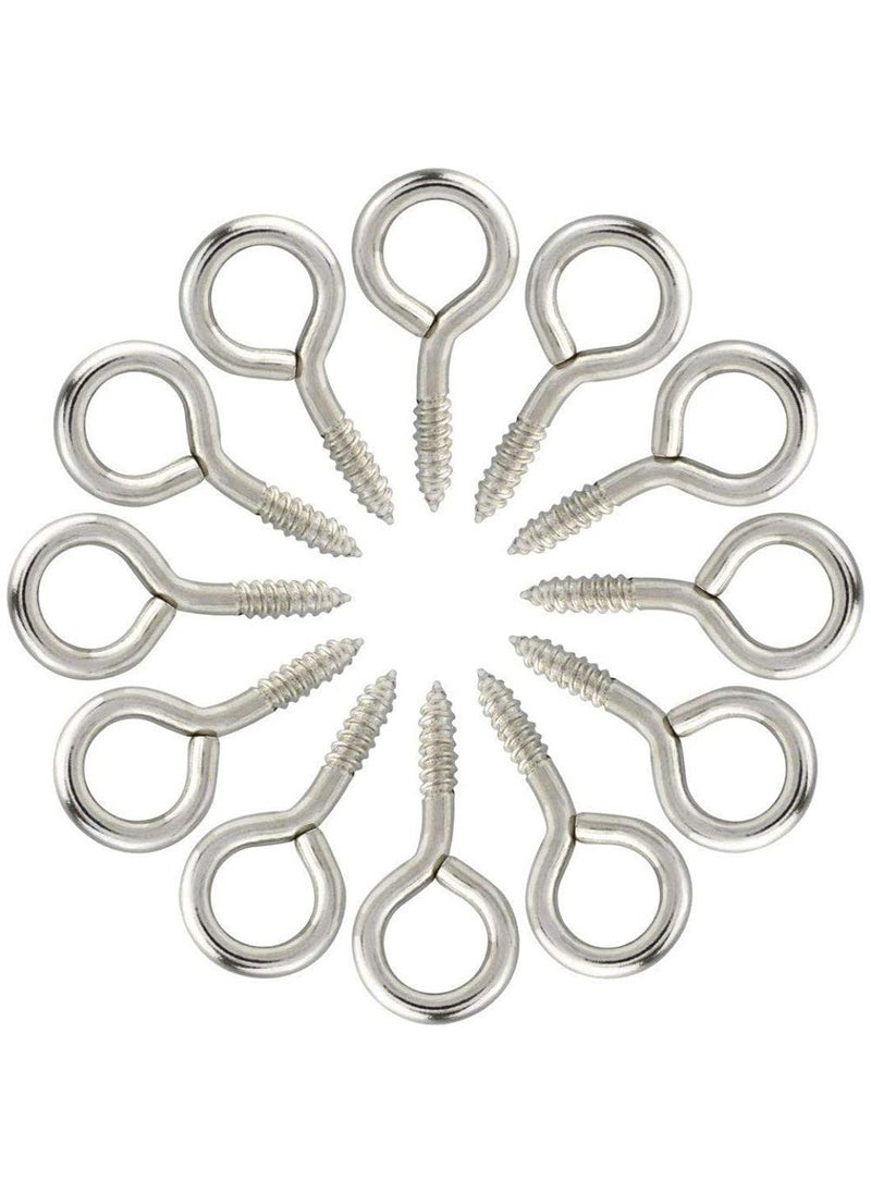 DIY Crafts Diy Crafts CTDIYHI27133 1 Inch Small Screw Eyes Metal Eye Screw Hooks Self Tapping Screws Hook Ring Eyelet Hooksgold Pack of 80 Rust Proof Coating Silver  - Image 3