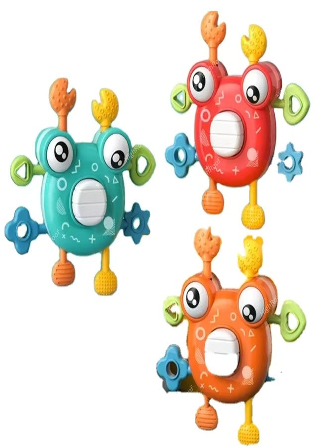 HighRoof Baby Cute Crab Rattle Toys Hand Smooth Finger Press Push Pull Toys for Baby Newborn Toddlers Toy (Pack of 1, Color May Vary) - Image 1