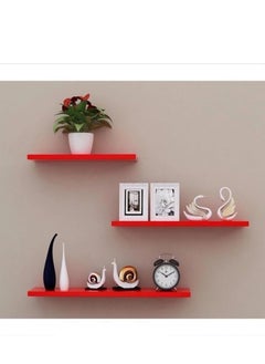 co arma Set of 3 Elegant Eall Eanging Shelves Red  - Image 1