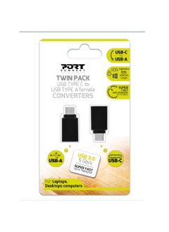 PORT CONNECT Twin Pack USB Type C to USB Type A converters  - Image 1