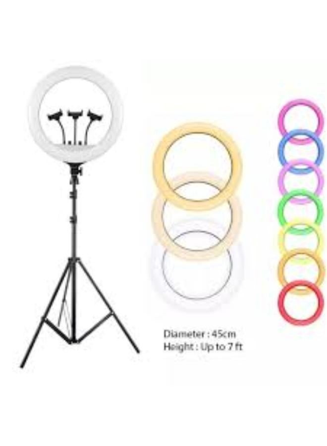 DUSALA MJ45 RGB LED Ring Light with Adjustable Tripod Stand and Phone Holder – Dimmable Lighting for Photography, Vlogging, Live Streaming, and Makeup - Image 5