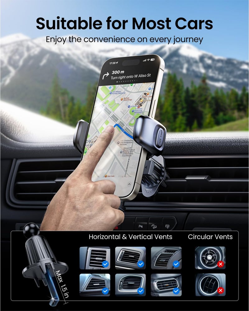 REEVAA Military Grade Car Vent Phone Mount [Metal Hook, Ultra Stable], Universal Cell Phone Air Vent Holder, Car Accessories Compatible with iPhone 17 Air Pro Max 16 15 Samsung Ultra S24 S25 - Image 4