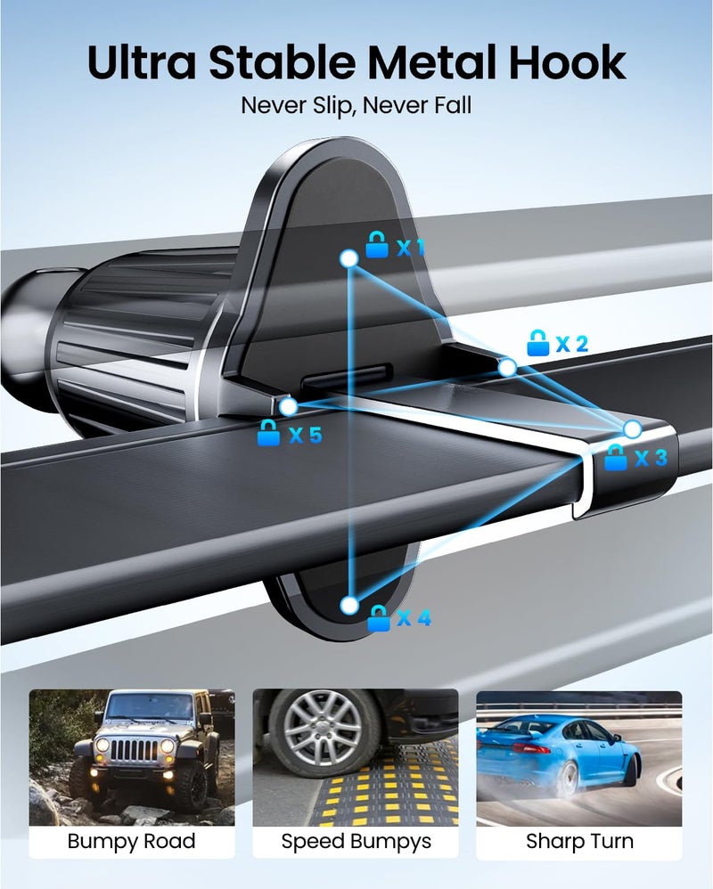 REEVAA Military Grade Car Vent Phone Mount [Metal Hook, Ultra Stable], Universal Cell Phone Air Vent Holder, Car Accessories Compatible with iPhone 17 Air Pro Max 16 15 Samsung Ultra S24 S25 - Image 2