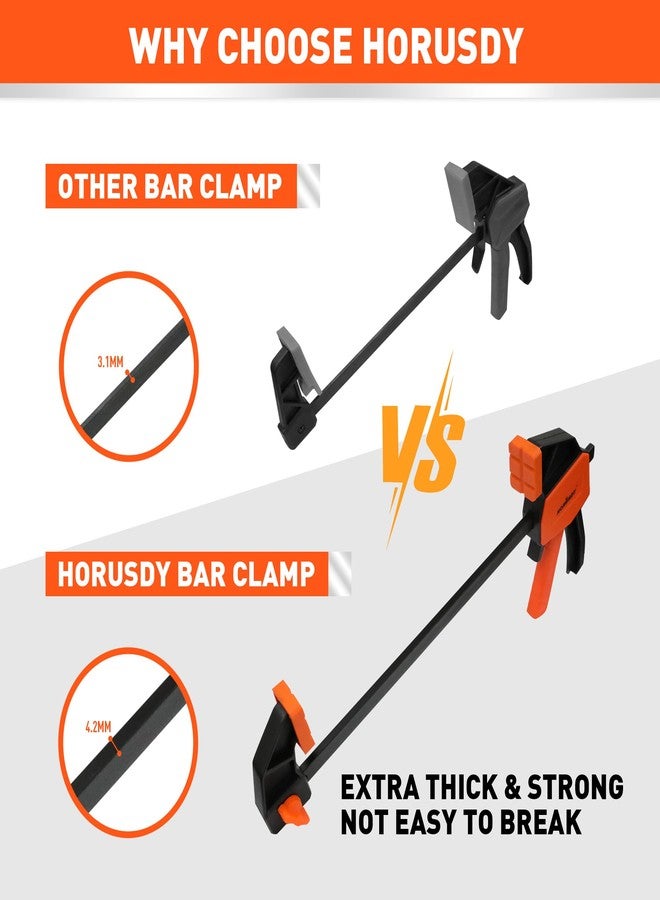 HORUSDY 6" Mini Bar Clamps for Woodworking - 2 Pack Quick Clamps F Clamp with 75 LBS Load Limit - Image 2