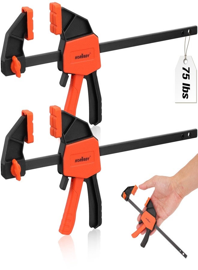 HORUSDY 6" Mini Bar Clamps for Woodworking - 2 Pack Quick Clamps F Clamp with 75 LBS Load Limit - Image 1