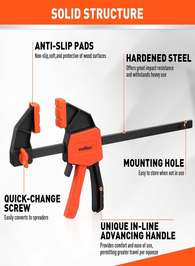 HORUSDY 6" Mini Bar Clamps for Woodworking - 2 Pack Quick Clamps F Clamp with 75 LBS Load Limit - Image 5