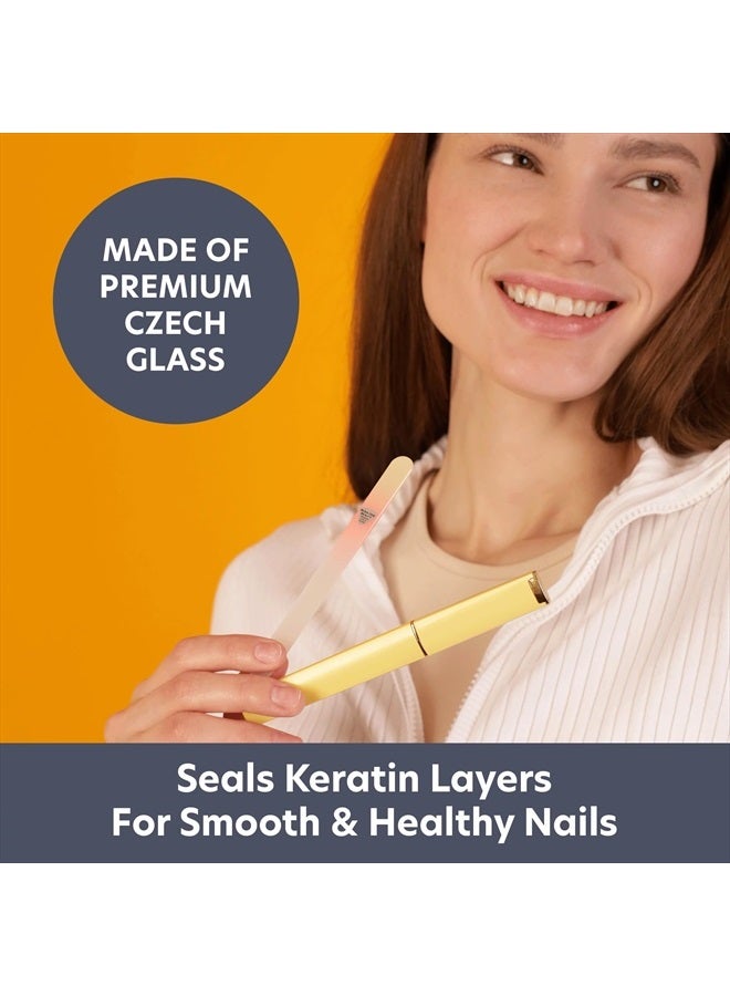 Bona Fide Beauty Bona Fide Beauty Czech Glass Nail File, 1pc Soft Gold and Orange High Grit Crystal Nail Filer - Popular Gifts for Women - Image 2