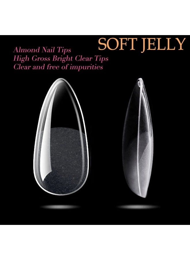 UNA GELLA UNA GELLA Almond Fake Nails 216pcs Almond Press on Nails Pre-shape Almond Nails Tips for Full Cover Acrylic Almond Nails French False Nails For Nail Extension Nail Art, DIY Salon 12 Sizes Gelly Tips  - Image 5