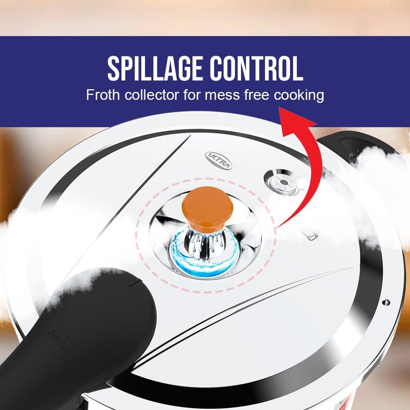 Ultra Duracook Pressure Cooker 3.5 Litre | Aisi 304 Food Grade Stainless Steel Cooker With 10 Years Warranty | High-Impact Composite Base | Bakelite Handles | Spillage Control | Induction Compatible - Image 5