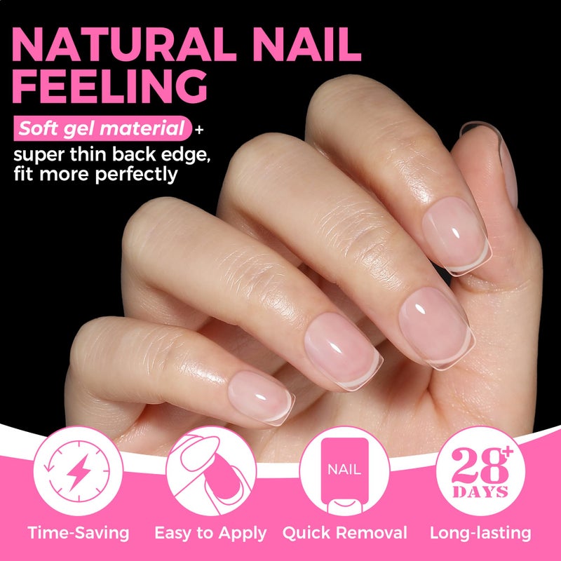 UNA GELLA Extra Short Square Oval Nail Tips 216pcs Pre-shaped Half Matte Square Round Gel Nail Tips Full Cover Squoval Clear Acrylic Fake Nails for Press on Nail Extensions Home DIY Salon 12 Sizes - Image 4