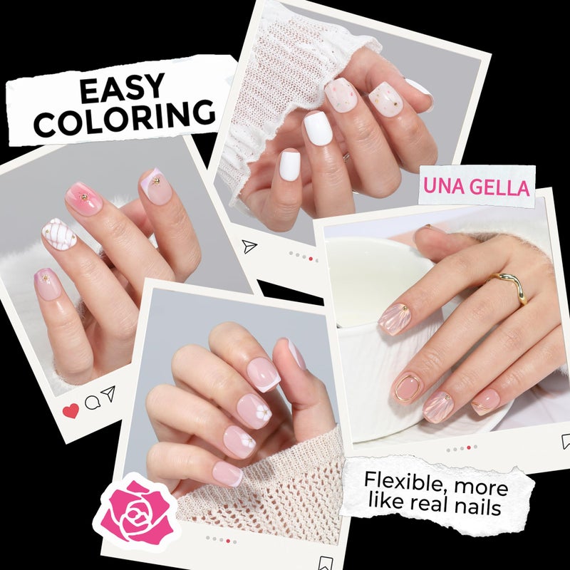 UNA GELLA Extra Short Square Oval Nail Tips 216pcs Pre-shaped Half Matte Square Round Gel Nail Tips Full Cover Squoval Clear Acrylic Fake Nails for Press on Nail Extensions Home DIY Salon 12 Sizes - Image 2