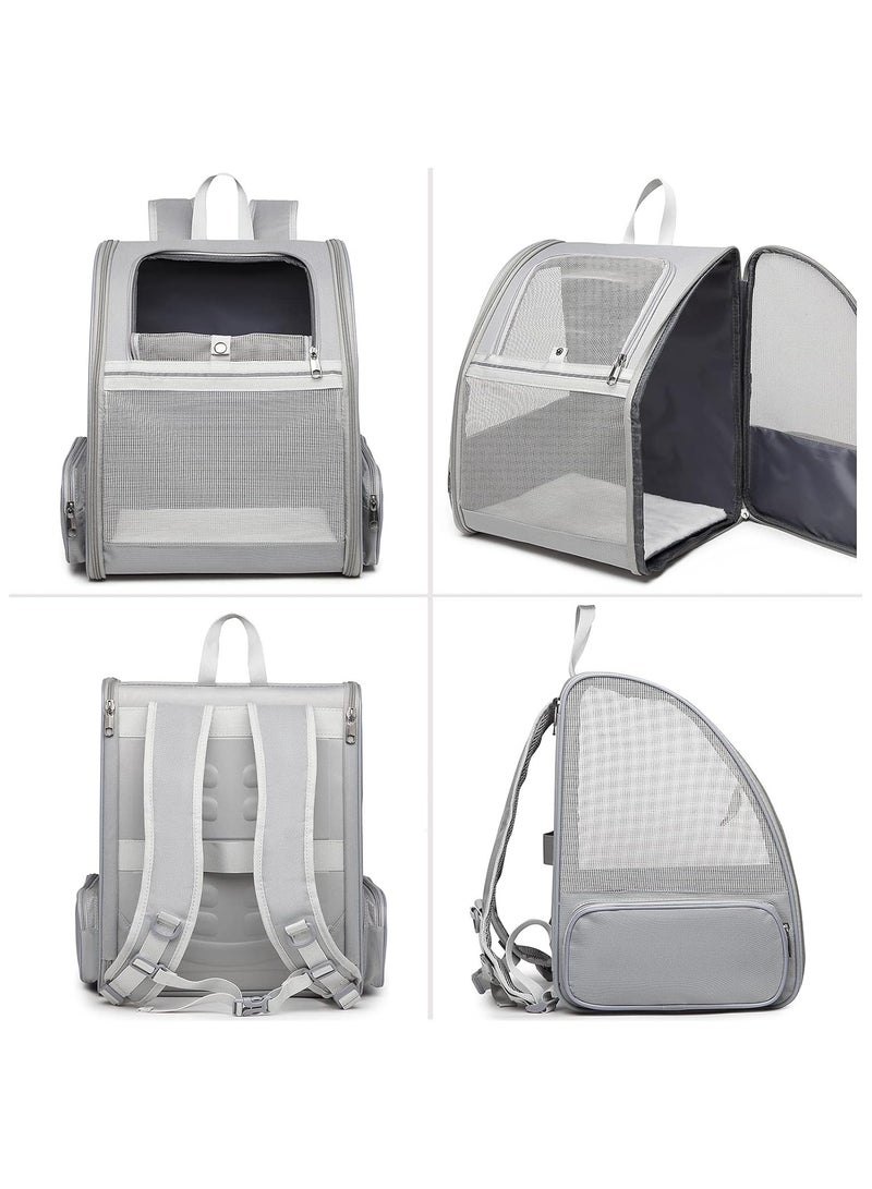 بي جي إم , حقيبة ظهر للحيوانات الأليفة للكلاب والقطط الصغيرة | تصميم جيد التهوية، أشرطة أمان، دعم بإبزيم، قابل للطي | مصممة للسفر والمشي لمسافات طويلة والاستخدام الخارجي (رمادي فاتح) - Image 2