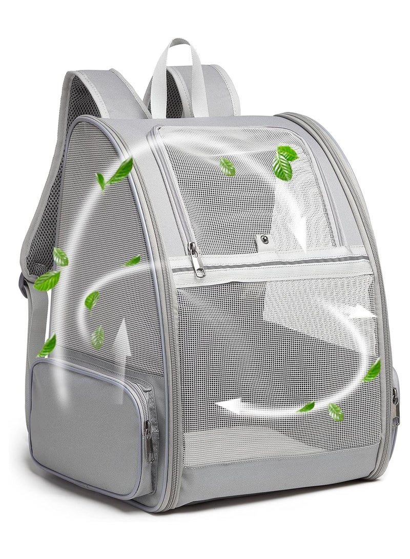 بي جي إم , حقيبة ظهر للحيوانات الأليفة للكلاب والقطط الصغيرة | تصميم جيد التهوية، أشرطة أمان، دعم بإبزيم، قابل للطي | مصممة للسفر والمشي لمسافات طويلة والاستخدام الخارجي (رمادي فاتح) - Image 1